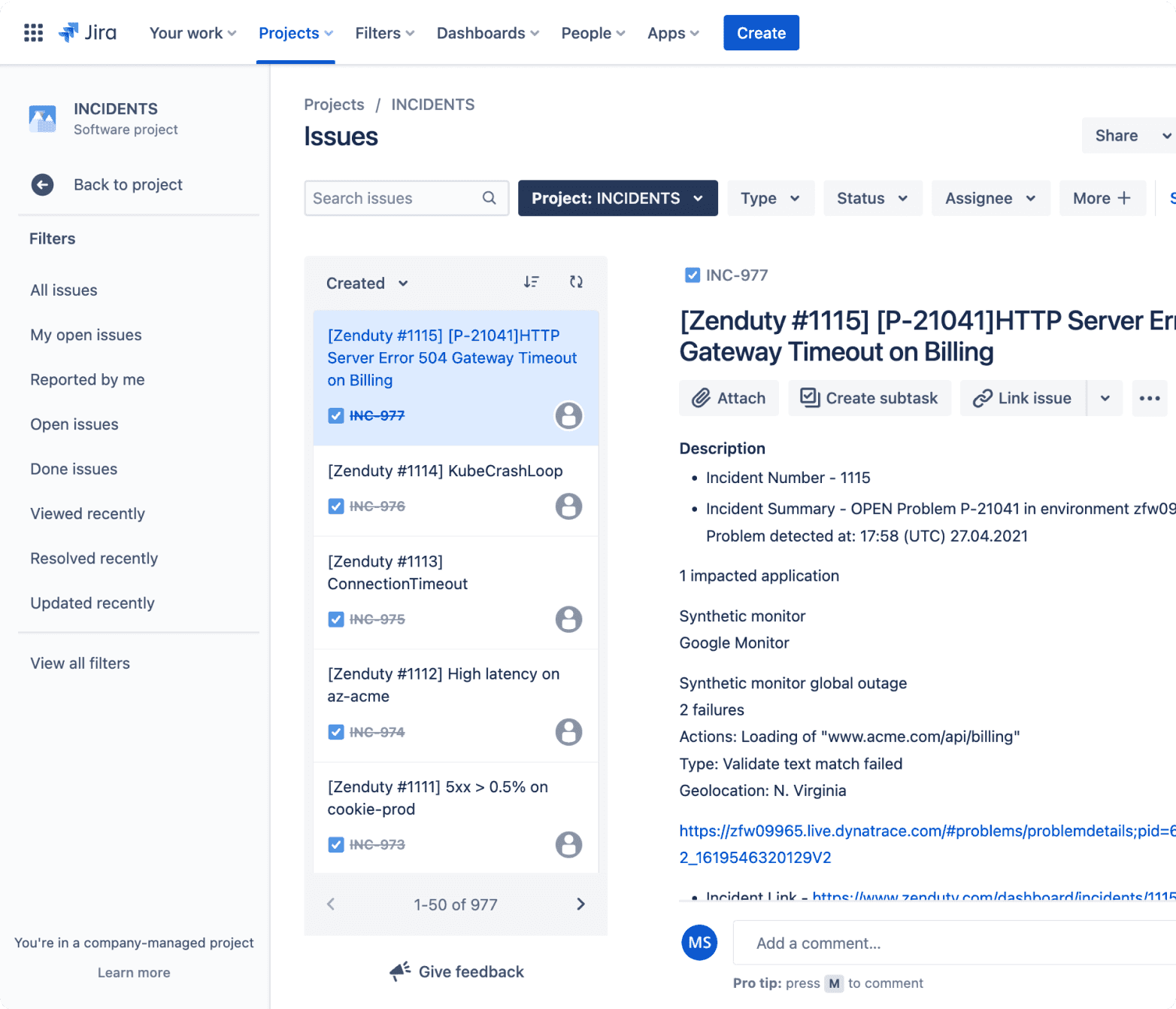Timeline page