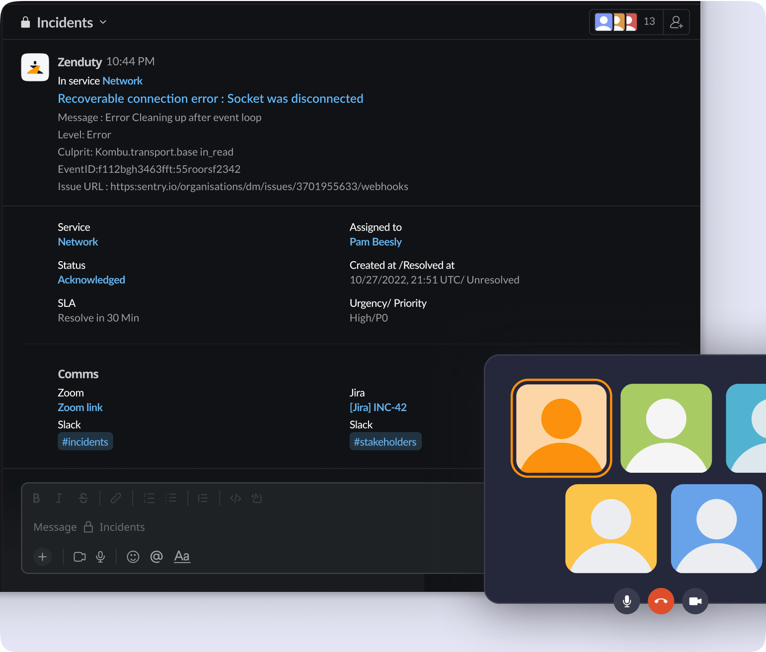 Manage incidents end-to-end from Slack and Teams