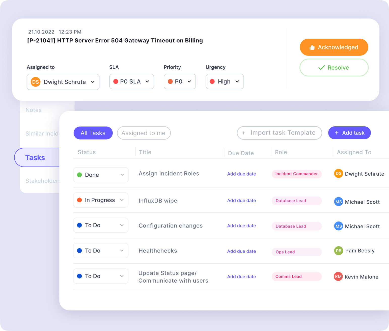 Track incident tasks for greater visibility and efficient postmortems